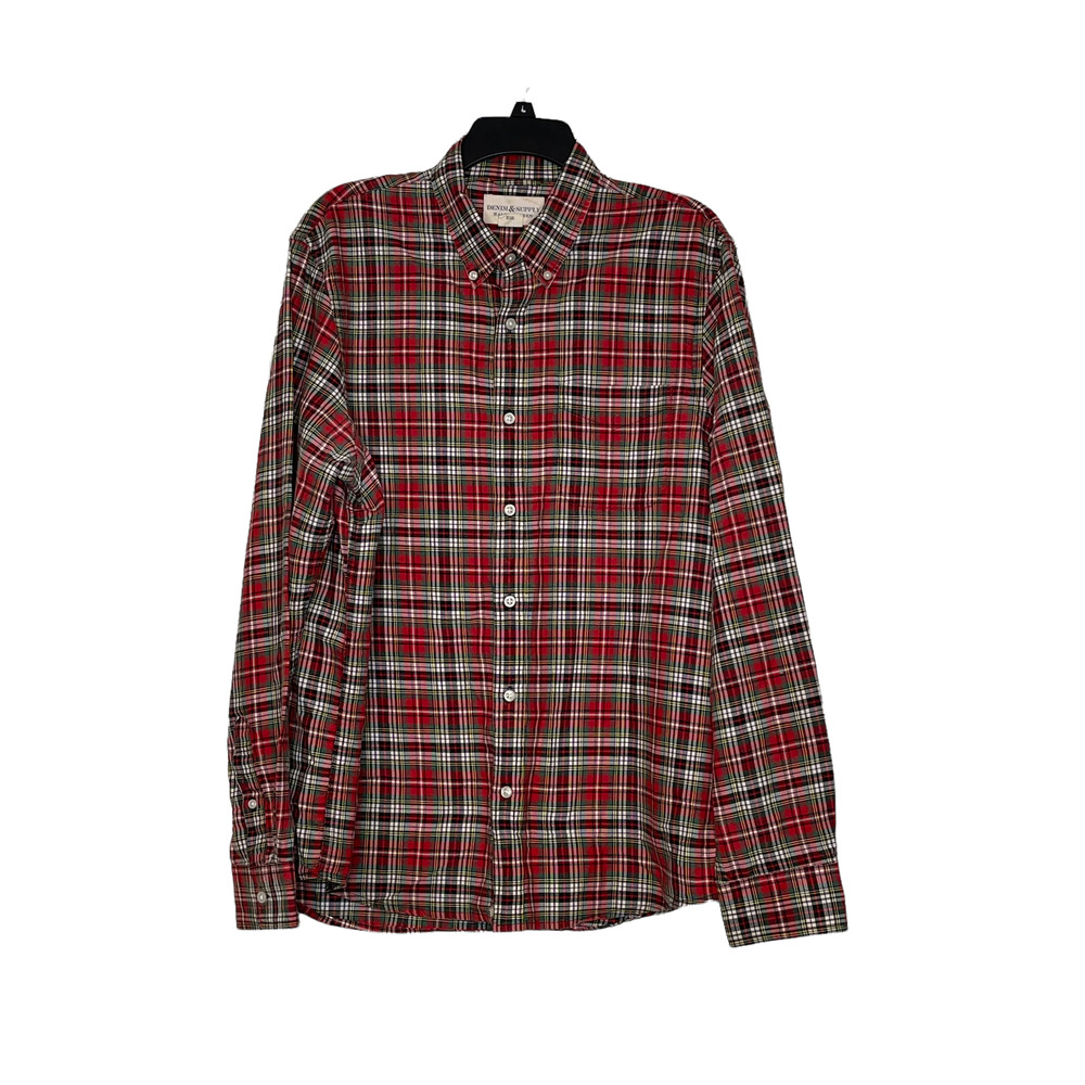 Denim & Supply Ralph Lauren Mens Button Front Shirt Size Large Red Multi Plaid